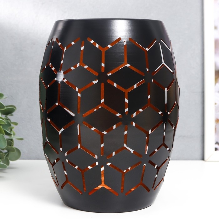 Подсвечник металл на 1 свечу Подсвечник металл на 1 свечу "Геометрия. Цветы" чёрный с золотом 20,5х13,5х13,5 см