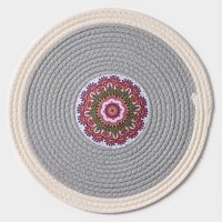 Салфетка сервировочная на стол Доляна &laquo;Мира&raquo;, d=38 см, цвет серый, рисунок МИКС