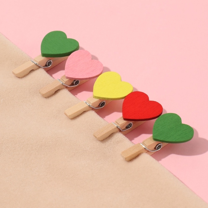 Прищепки для шитья &laquo;С сердцем&raquo;, 3,5 &times; 2 &times; 1 см, 10 шт, цвет разноцветный