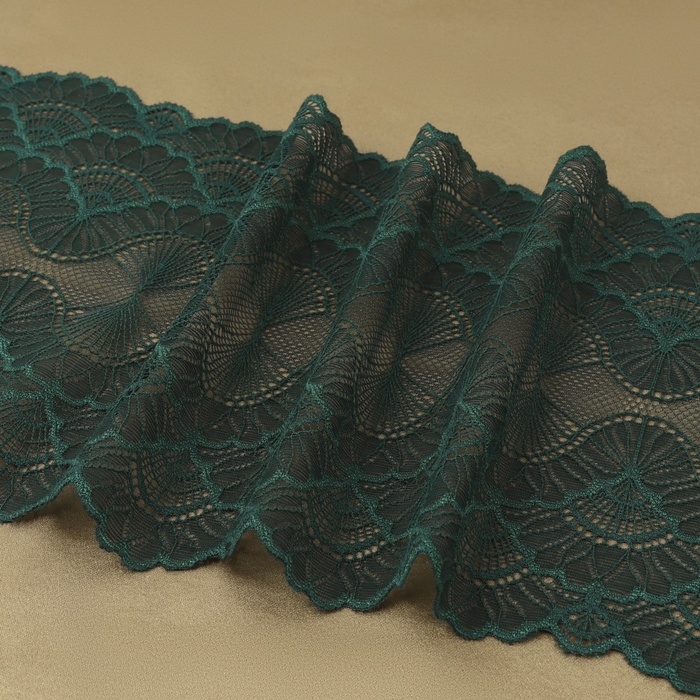 Кружевная эластичная ткань, 180 мм × 2,7 ± 0,5 м, цвет изумрудный Кружевная эластичная ткань, 180 мм × 2,7 ± 0,5 м, цвет изумрудный