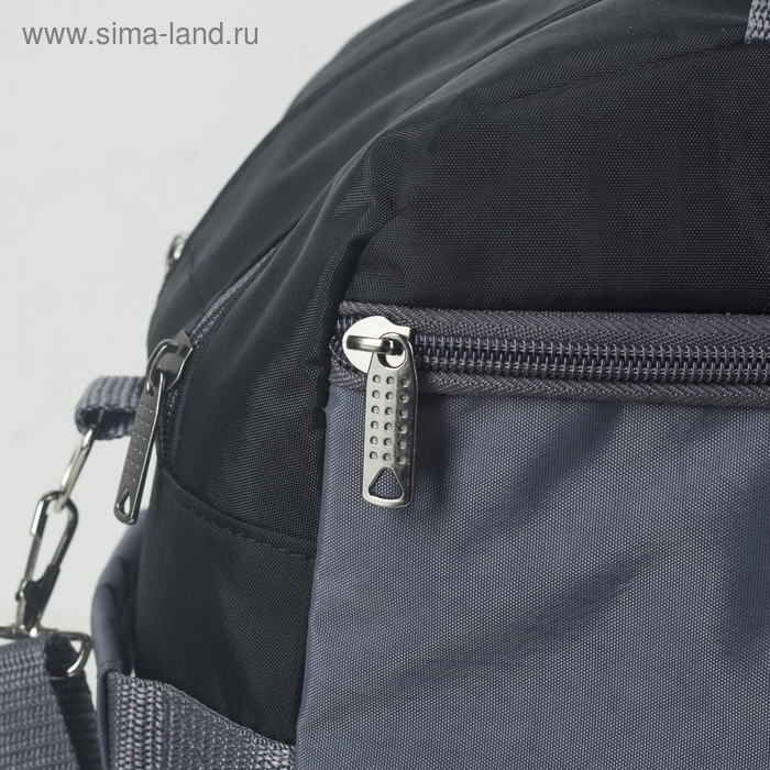 Сумка спортивная на молнии, без подкладки, 2 наружных кармана, средний размер, цвет чёрный/серый Сумка спортивная на молнии, без подкладки, 2 наружных кармана, средний размер, цвет чёрный/серый