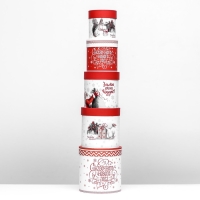 Набор шляпных коробок 5 в 1 &laquo;Зима время чудес&raquo;, 23 х 23 &mdash; 15 х 15 см