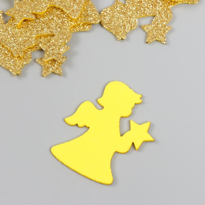 Декор "Ангелочек" золото  5 см (набор 10 шт) фоам глиттер