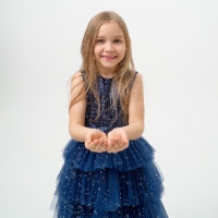 Платье для девочки с пайетками KAFTAN, размер 30 (98-104), цвет синий