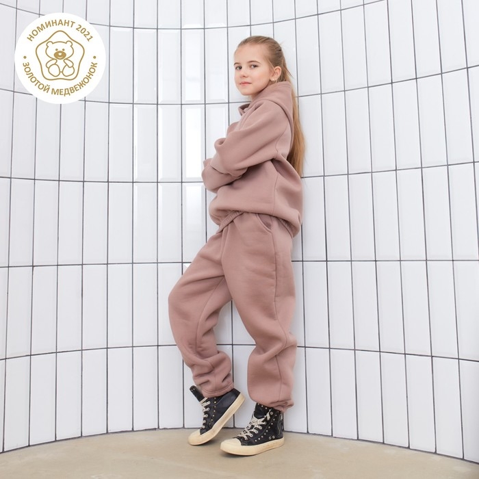 Худи для девочки MINAKU: Basic Line KIDS, цвет тёмно-бежевый, рост 110