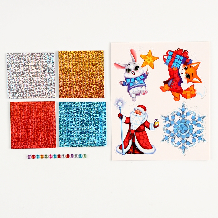 Аппликация стикерами на новый год. Елочные игрушки &laquo;Новый год&raquo;, новогодний набор для творчества