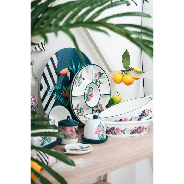 Менажница 5 ячеек Доляна &laquo;Тропики&raquo;, d=26 см, цвет белый