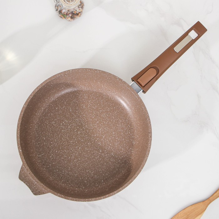 Сковорода &laquo;Гранит Brown&raquo;, d=26 см, антипригарное покрытие, съёмная ручка, цвет МИКС
