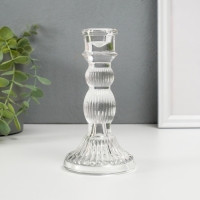 Подсвечник стекло на 1 свечу "Колонна с шарами" прозрачный 15,5х8х8 см Подсвечник стекло на 1 свечу "Колонна с шарами" прозрачный 15,5х8х8 см