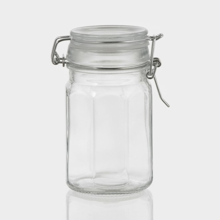 Банка стеклянная для хранения сыпучих продуктов &laquo;Угол&raquo;, 250 мл, 6&times;11,5 см, с бугельным замком