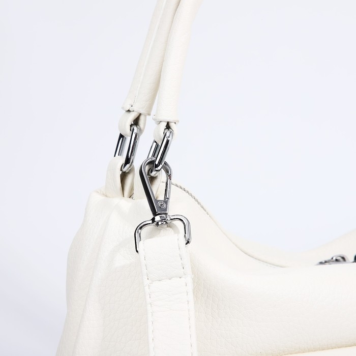 Сумка-тоут на молнии, 3 наружных кармана, цвет белый Сумка-тоут на молнии, 3 наружных кармана, цвет белый