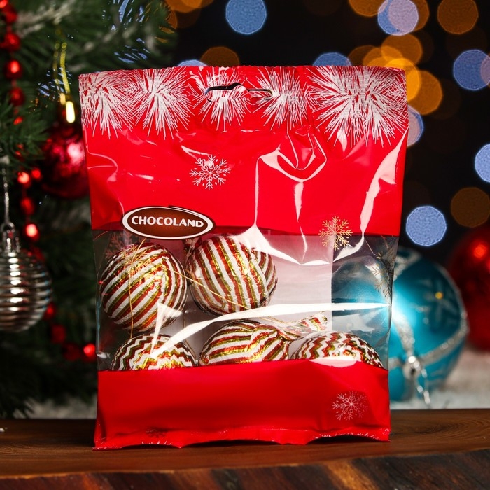 Новый год. Фигурки из молочного шоколада "Шарики", в пакете, 63 г