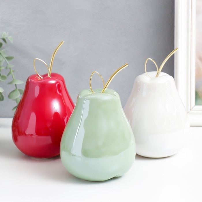 Сувенир керамика, металл Сувенир керамика, металл "Груша перламутр с веточкой" МИКС 10х10х16 см