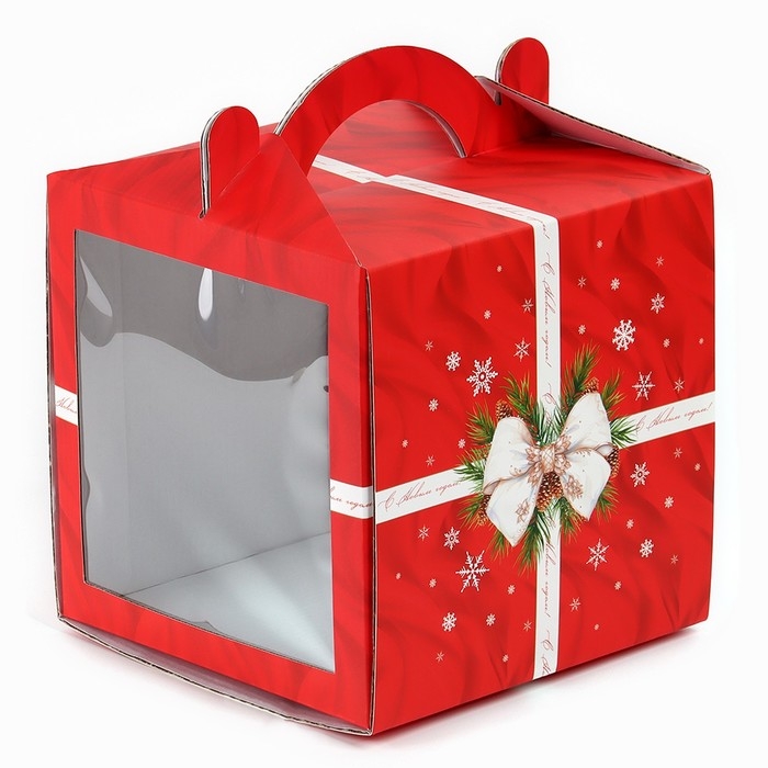 Коробка кондитерская с окном, сундук, &laquo;С Новым годом!&raquo;, 20 х 20 х 20 см,