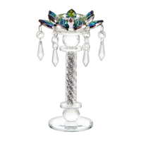 Подсвечник стекло на 1 свечу "Лотос на пьедестале" зелень голография 22,3х10,5х10,5 см Подсвечник стекло на 1 свечу "Лотос на пьедестале" зелень голография 22,3х10,5х10,5 см