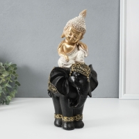 Сувенир полистоун "Маленький Будда на чёрном слоне" 14х14х30 см Сувенир полистоун "Маленький Будда на чёрном слоне" 14х14х30 см