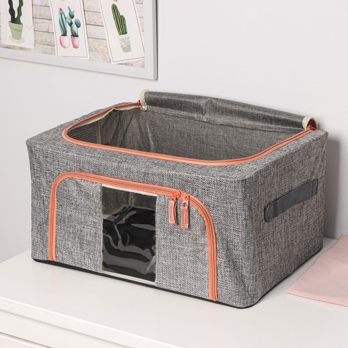 Кофр для хранения вещей Доляна &laquo;Моне&raquo;, 39&times;29&times;20 см, цвет серый