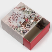 Коробка подарочная новогодняя складная «Новогодняя акварель», 14 х 14 х 8 см, Новый год Коробка подарочная новогодняя складная «Новогодняя акварель», 14 х 14 х 8 см, Новый год