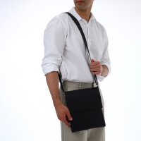 Сумка мужская через плечо TEXTURA, наружный карман, цвет чёрный