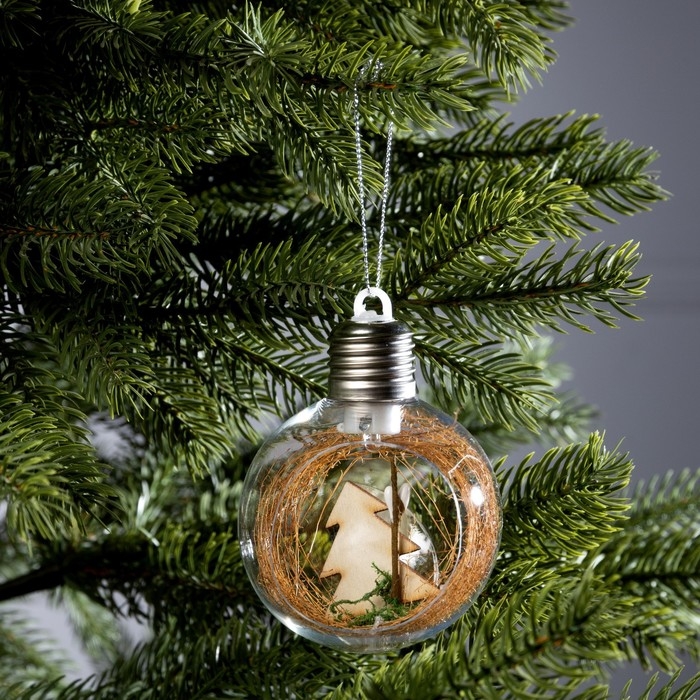 Ёлочный шар «Ёлочки», батарейки, 1 LED, свечение тёплое белое Ёлочный шар «Ёлочки», батарейки, 1 LED, свечение тёплое белое