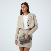 Сумка-клатч на магните, длинный ремень, цвет бронзовый