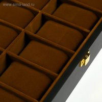 Шкатулка дерево под часы 12 отделений "Чёрная матовая" 8,3х31х20 см