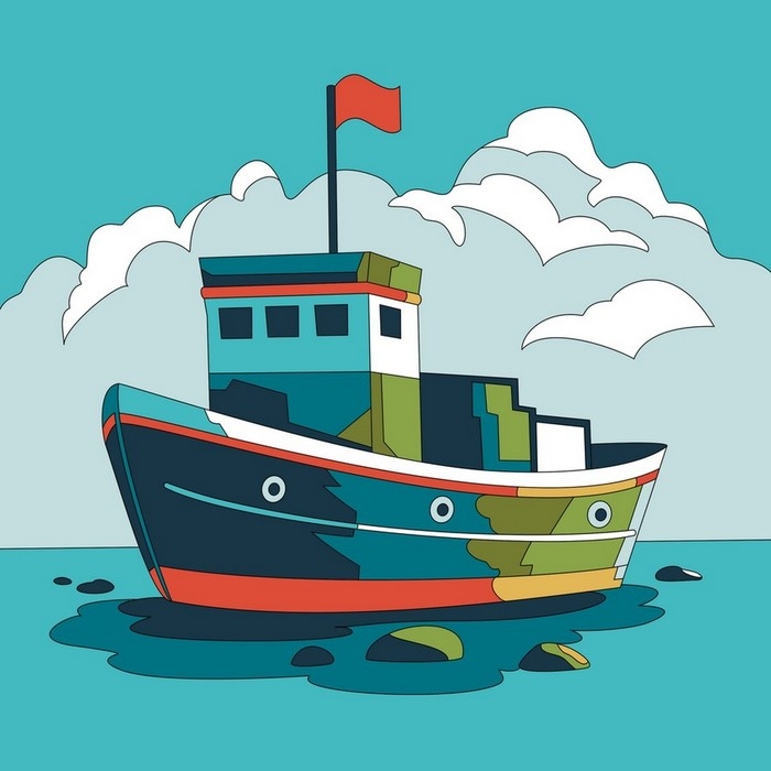 Картина по номерам детская &laquo;Корабль&raquo;, холст на подрамнике, 20 &times; 20 см