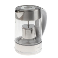 Чайник электрический DEERMA DEM-SH50W, стекло, 1.7 л, 2200 Вт, регулировка t&deg;, серебристый