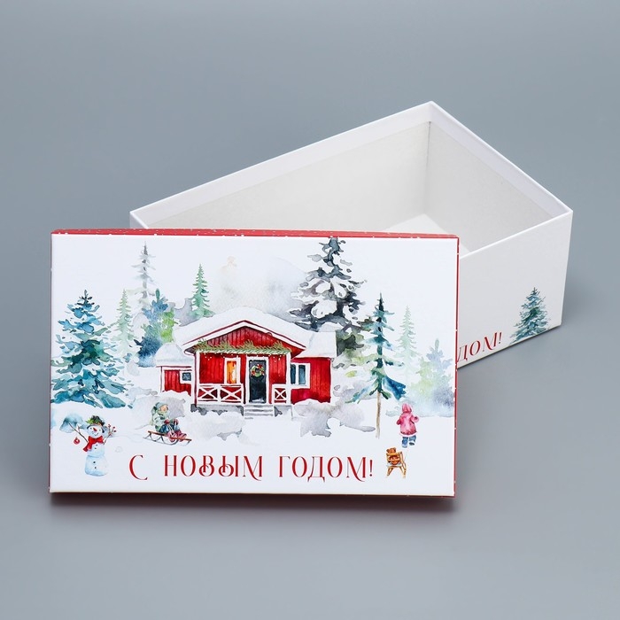 Набор подарочных коробок 10 в 1 &laquo;Новогодняя акварель&raquo;, 12 х 7 х 4 - 32.5 х 20 х 12.5 см, Новый год