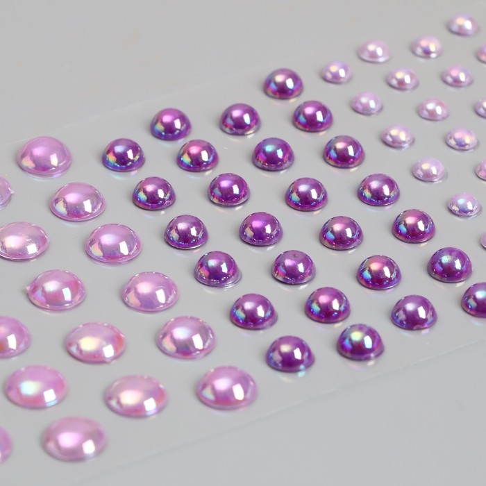 Наклейка пластик стразы Наклейка пластик стразы "Полужемчужины разных размеров" перламутр МИКС 10х27 см