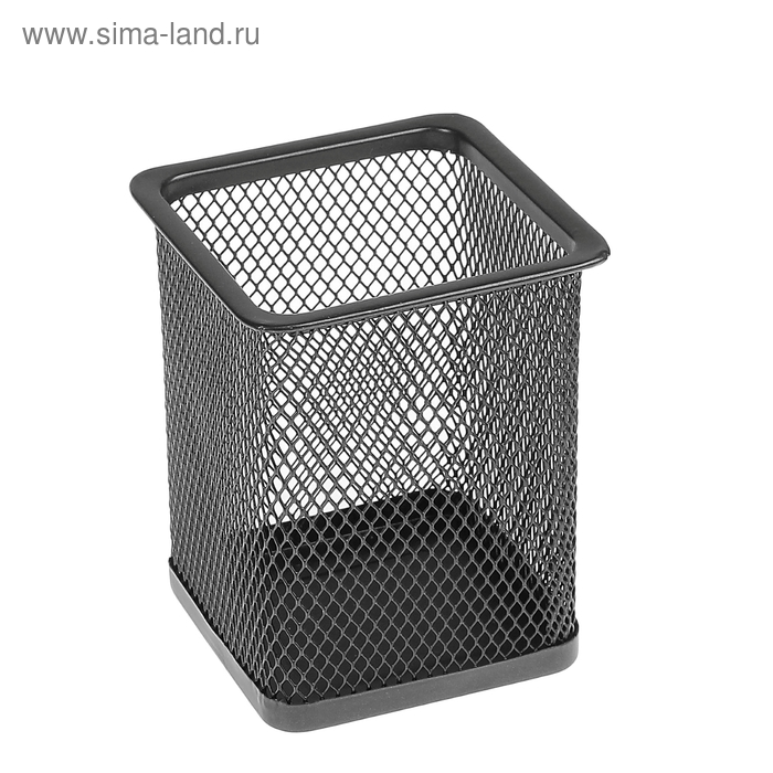 Стакан для ручек, квадратный, металлическая сетка, чёрный Стакан для ручек, квадратный, металлическая сетка, чёрный