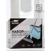 Швабра с отжимом и ведро Raccoon: швабра ПВА, ведро для полоскания 11 л Швабра с отжимом и ведро Raccoon: швабра ПВА, ведро для полоскания 11 л