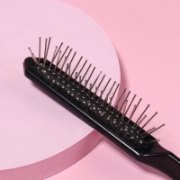 Расчёска массажная, 2,5 &times; 21,3 см, цвет чёрный