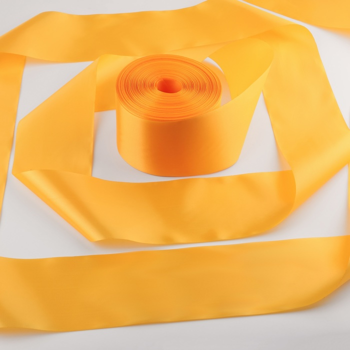Лента атласная, 100 мм &times; 100 &plusmn; 5 м, цвет жёлтый