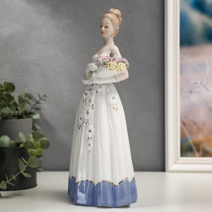 Сувенир керамика Сувенир керамика "Девушка в бальном платье с букетом роз" стразы 30,5х13,5х10,7 см