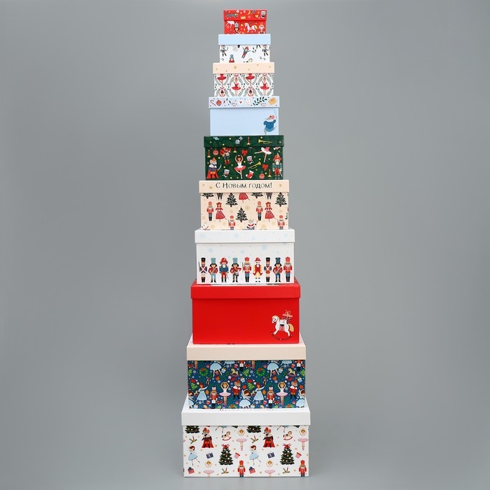 Набор подарочных коробок 10 в 1 &laquo;Щелкунчик&raquo;, 10 х 10 х 6 &ndash; 28 х 28 х 15 см, Новый год
