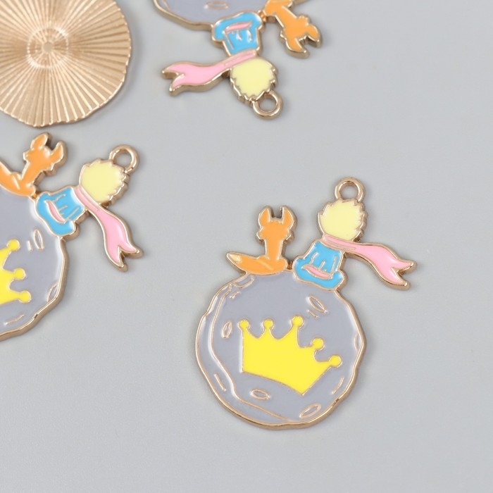 Декор для творчества металл, эмаль Декор для творчества металл, эмаль "Мальчик и лис" 2,5х3,7 см