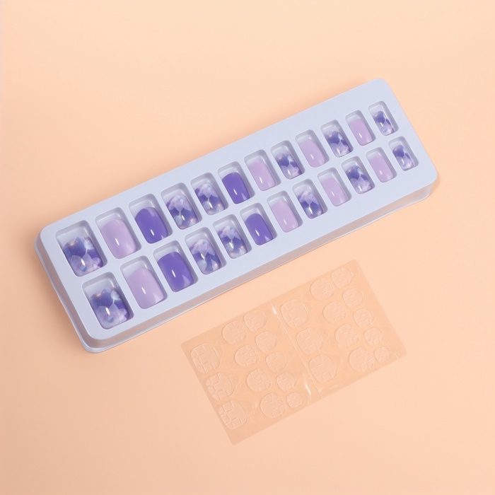 Накладные ногти «Сирень», 24 шт, с клеевыми пластинами, форма мягкий квадрат, сиреневые Накладные ногти «Сирень», 24 шт, с клеевыми пластинами, форма мягкий квадрат, сиреневые