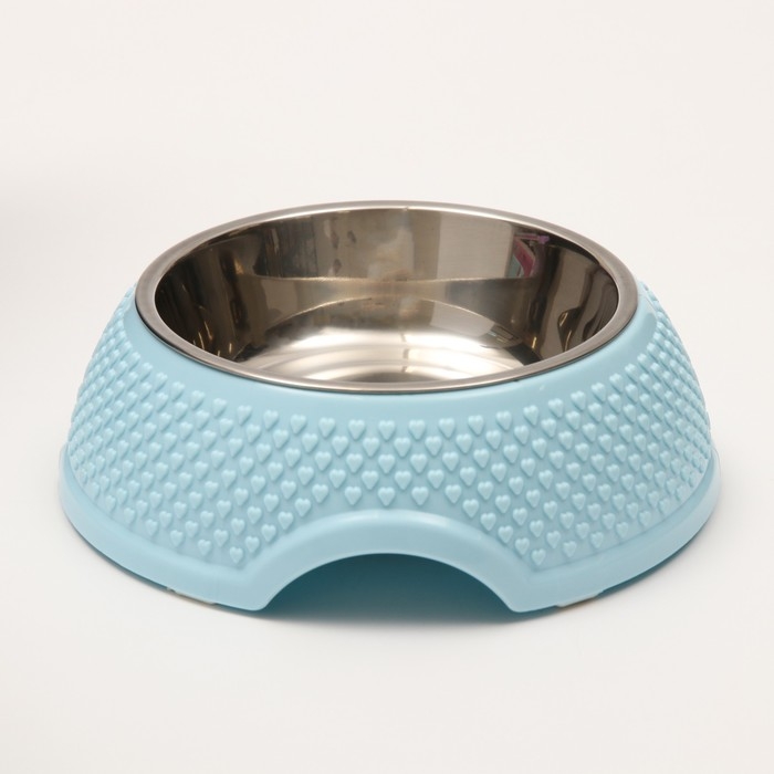 Миска металлическая на пластиковом основании 400 мл, 18,5 х 18,5 х 6 см, голубая Миска металлическая на пластиковом основании 400 мл, 18,5 х 18,5 х 6 см, голубая