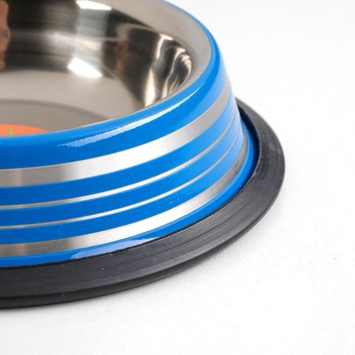 Миска с нескользящим основанием цветная с полосками, 230 мл, синяя Миска с нескользящим основанием цветная с полосками, 230 мл, синяя