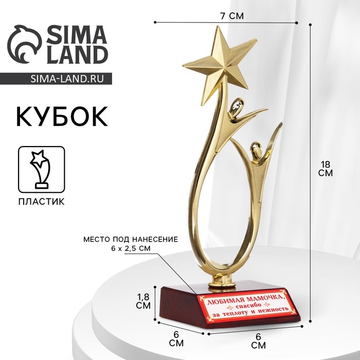 Кубок на День матери «Любимая мамочка», наградная фигура, золото, пластик, 18 х 7 см Кубок на День матери «Любимая мамочка», наградная фигура, золото, пластик, 18 х 7 см
