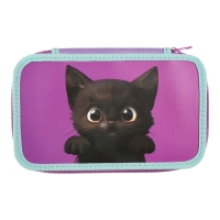 Пенал 2 секции, 125 х 205 х 40 мм, Calligrata 30П26/2 "Котик черный", ламинированный картон Пенал 2 секции, 125 х 205 х 40 мм, Calligrata 30П26/2 "Котик черный", ламинированный картон