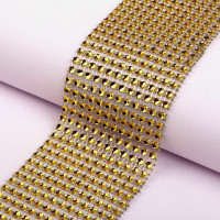 Лента с имитацией страз, 6 см, 9 &plusmn; 1 м, цвет золотой