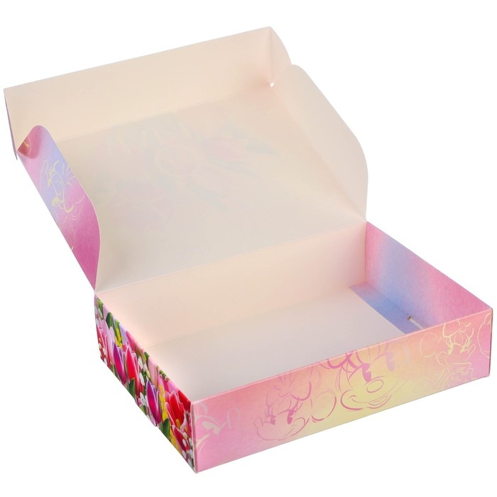 Подарочная коробка, складная "8 Марта" 16х23х7.5 см, Минни Маус