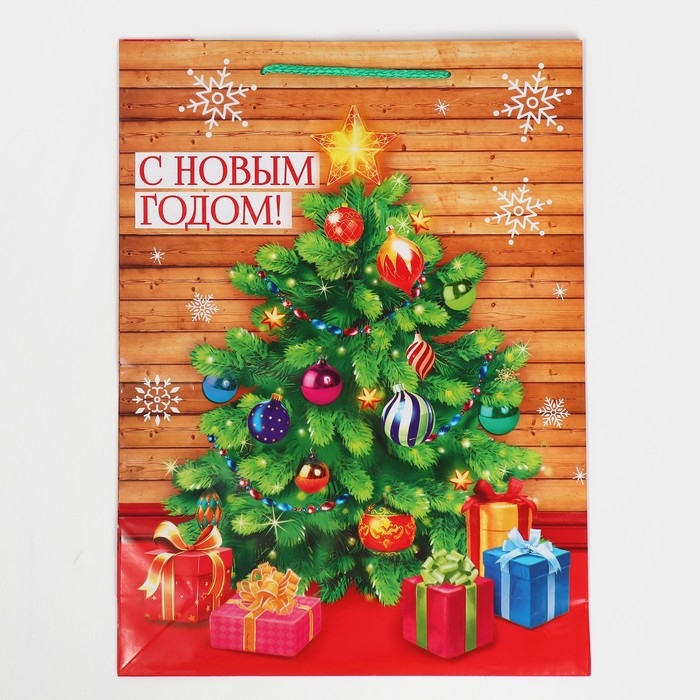 Пакет подарочный новогодний ламинированный &laquo;В кругу семьи&raquo;, L 28 х 38 х 9 см, Новый год