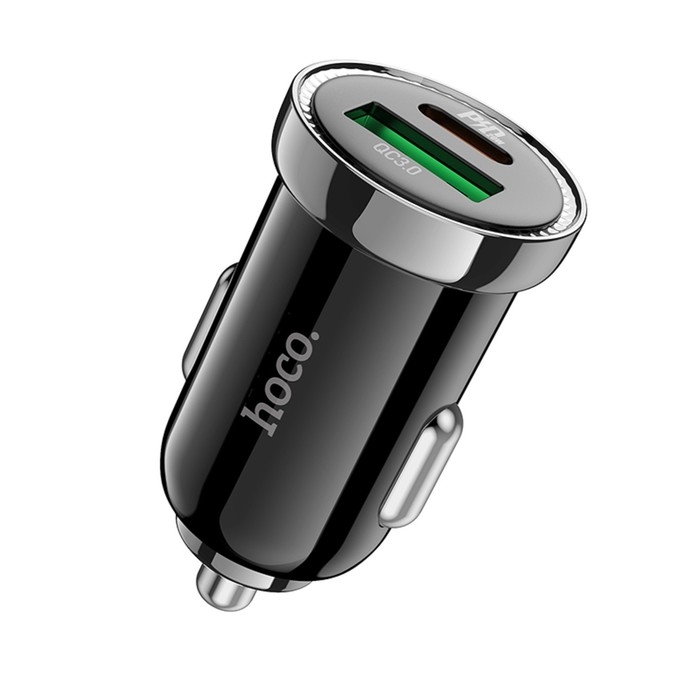 Автомобильное зарядное устройство Hoco Z44, Type-C PD 20 Вт, USB QC3.0 18 Вт, 3 А, черный Автомобильное зарядное устройство Hoco Z44, Type-C PD 20 Вт, USB QC3.0 18 Вт, 3 А, черный