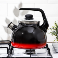 Чайник со свистком «Кармен», 3 л, фиксированная ручка, индукция, цвет чёрно-красный Чайник со свистком «Кармен», 3 л, фиксированная ручка, индукция, цвет чёрно-красный