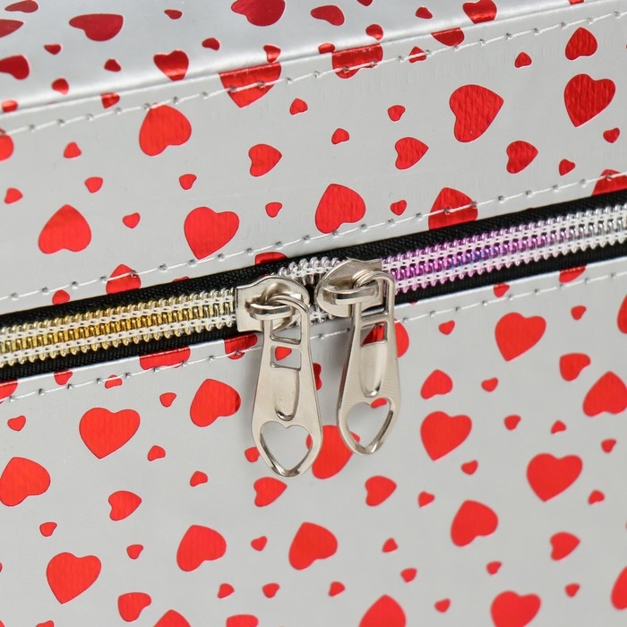 Шкатулка кожзам с зеркалом "Сердца на белом" н-р 3 шт 13х21х14,5 10х19х12 21х15,5х17 см