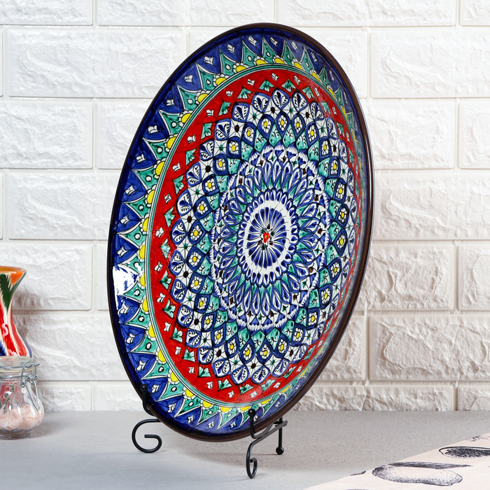 Ляган Риштанская Керамика Ляган Риштанская Керамика "Узоры", 42 см, синий