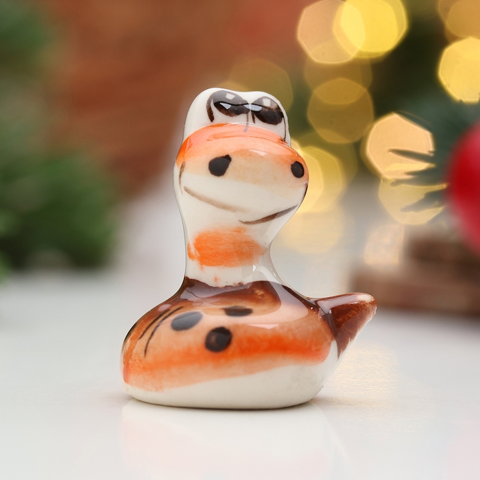 Новый год. Сувенир символ года Новый год. Сувенир символ года "Змея Пупс", гжель, цвет, 3,5 см